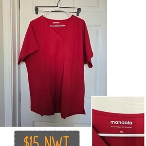 Mandala Women's Red V-Neck Top